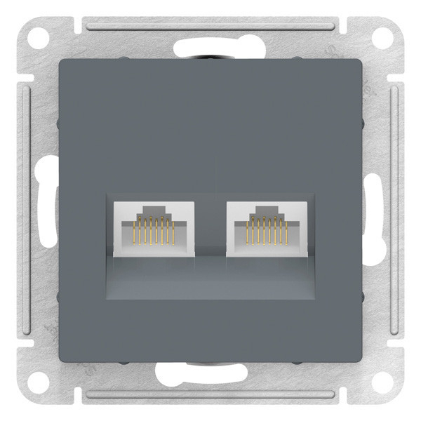 Розетка двойная компьютерная RJ45+RJ45 кат. 6А, механизм Systeme Electric AtlasDesign Грифель ATN000788 в Санкт-Петербурге