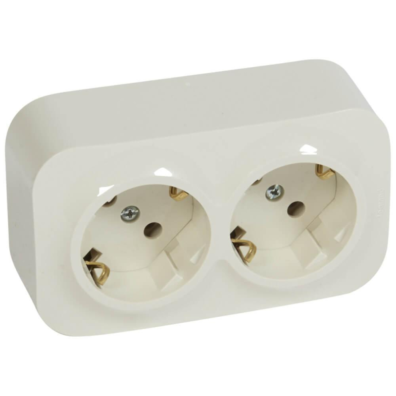 Розетка 2х2К+З Legrand Quteo 16A 250V с/з слоновая кость 782243 в Санкт-Петербурге
