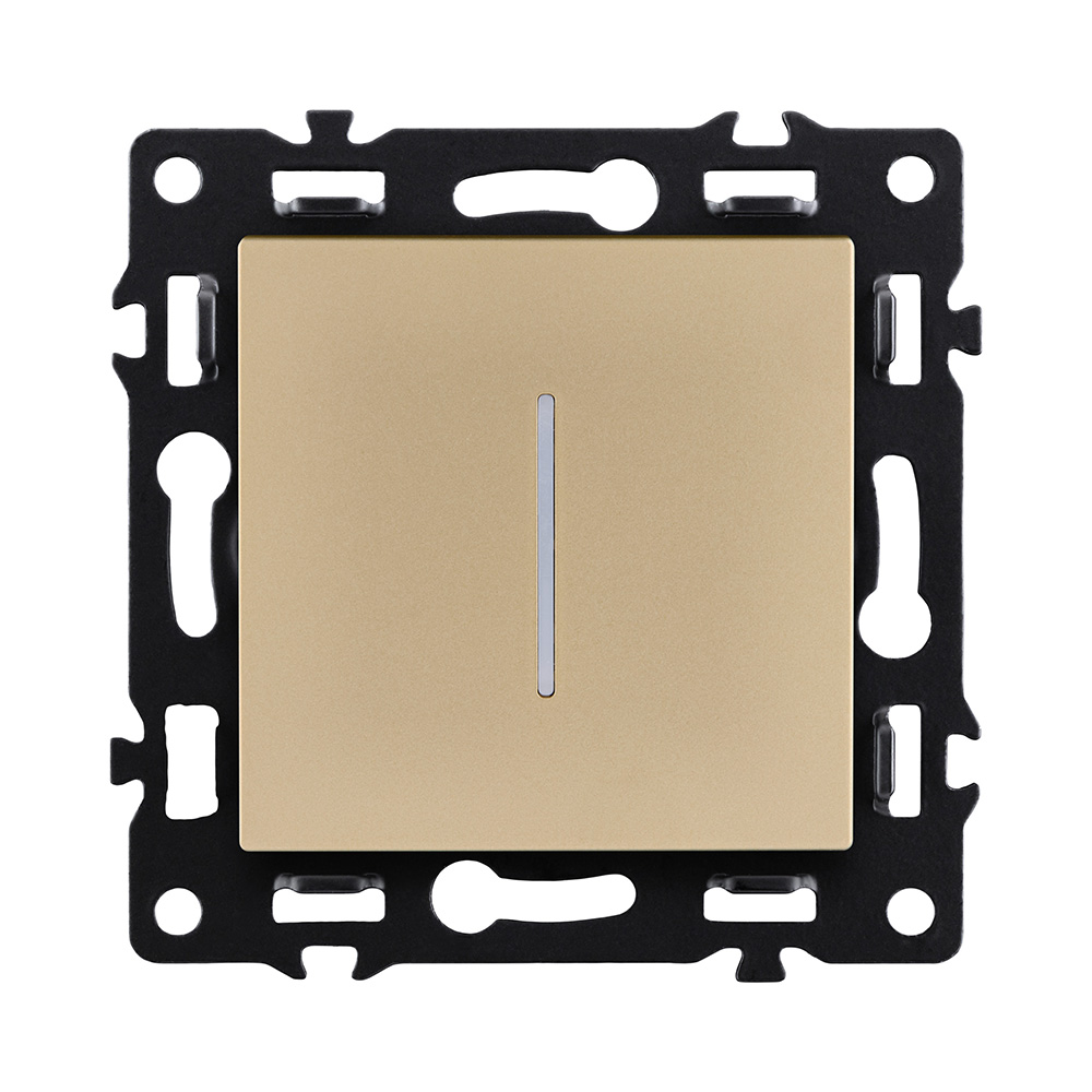 Выключатель 1-клавишный 10А/250В с LED подсветкой, золотой Kollinger Asthetik AS-007GD в #REGION_NAME_DECLINE_PP#