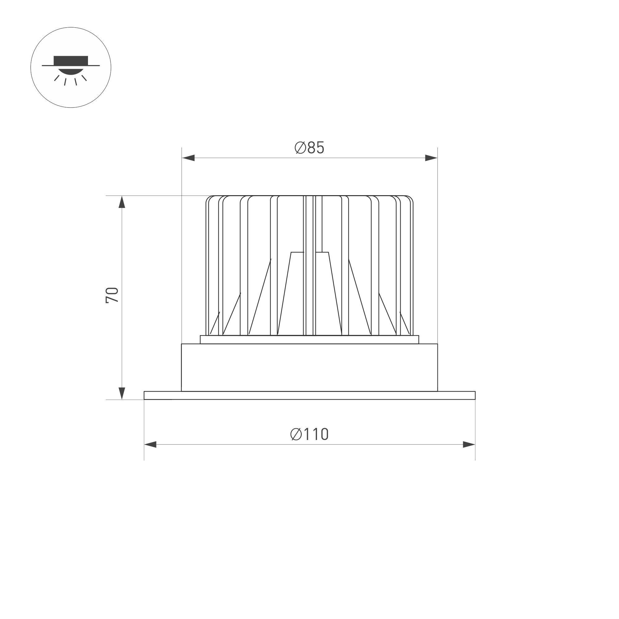 Встраиваемый светильник Arlight MS-ATLAS-TRIMLESS-R70-12W Warm3000 (BK, 32deg, 230V) 036105 в Санкт-Петербурге