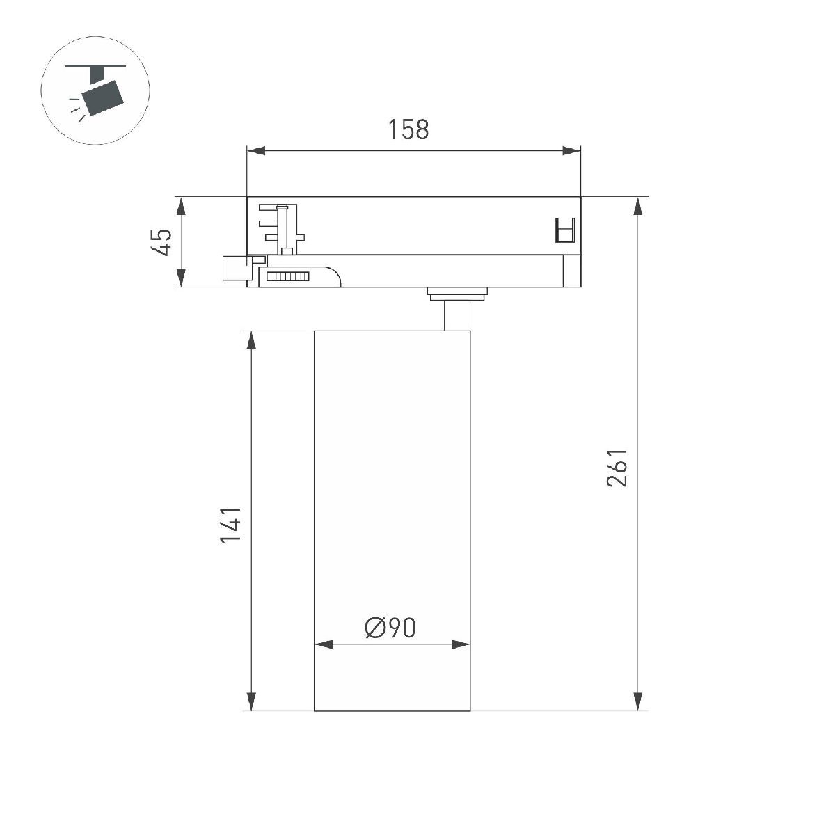 Трековый трехфазный светильник Arlight LGD-GERA-4TR-R90-40W Warm3000 (WH, 15 deg, 230V) 055162 в Санкт-Петербурге