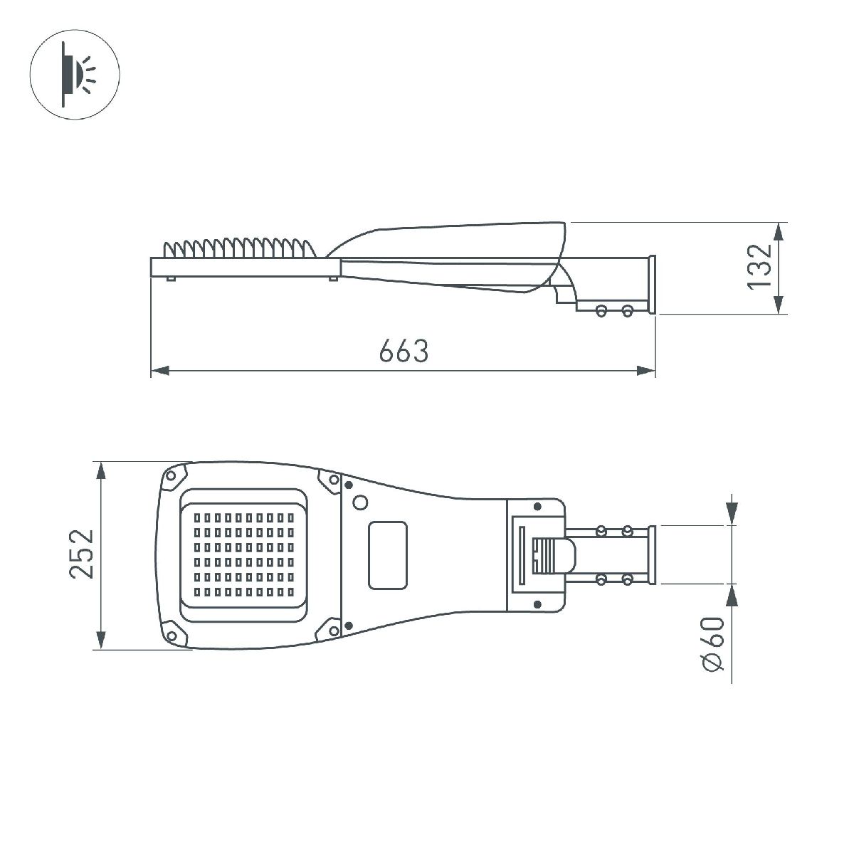 Уличный консольный светильник Arlight OXOR-GRES-663х252-90W Day4000 (GR, 150x80 deg, 230V) 055495 в Санкт-Петербурге