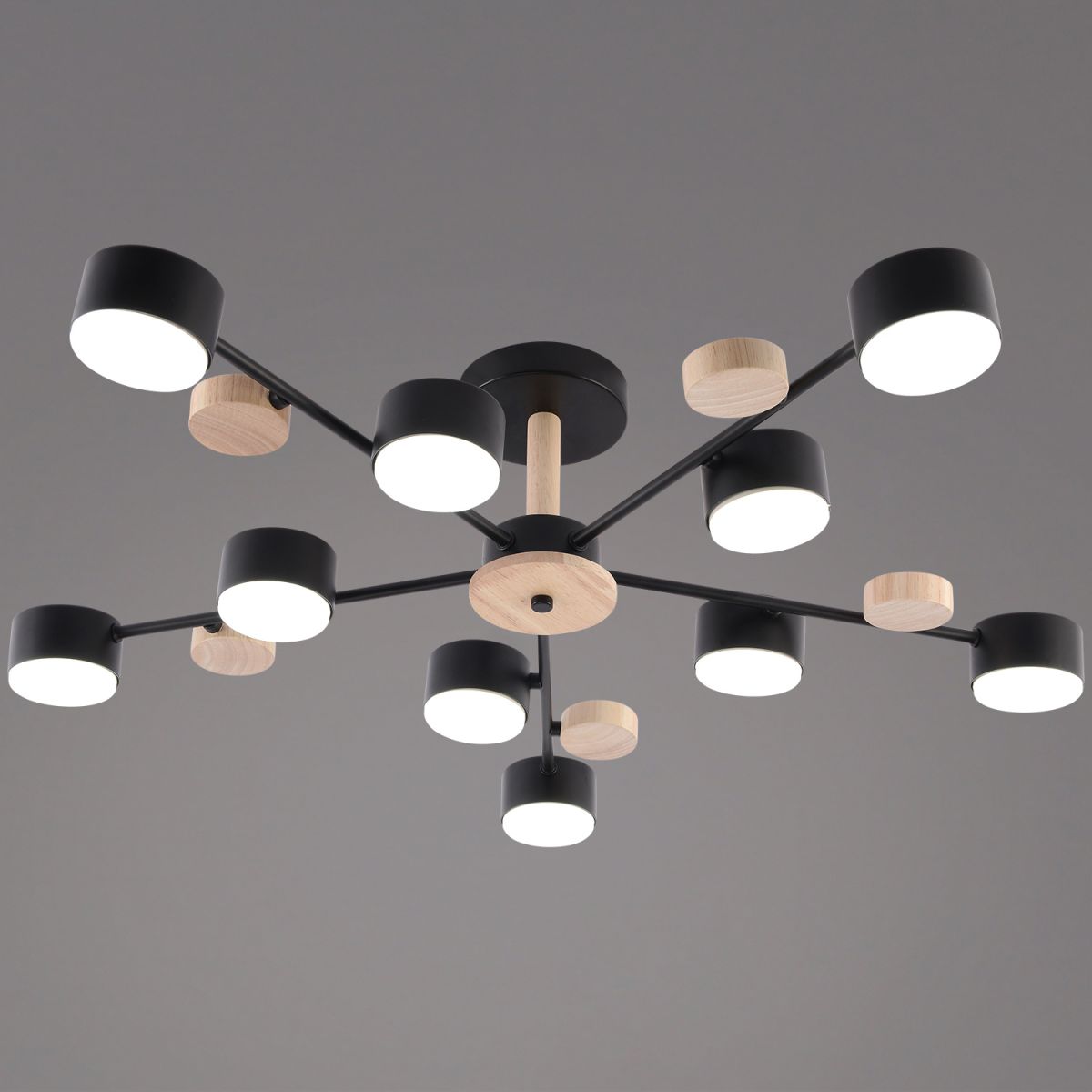 Люстра на штанге Reluce 03758-0.3-10 BK+WOOD GX53 в Санкт-Петербурге
