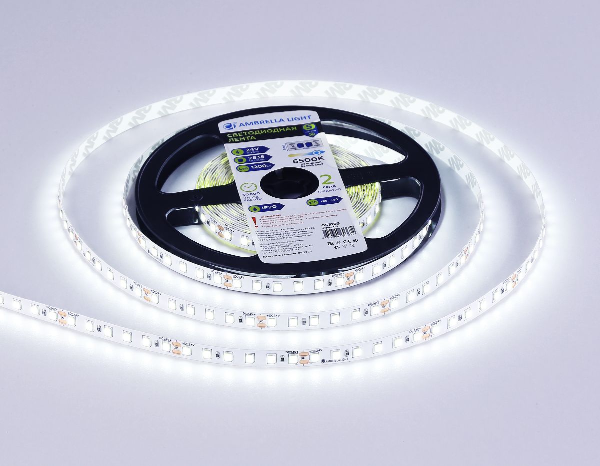 Светодиодная лента Ambrella Light LED Strip 24В 2835 10Вт/м 6500K 5м IP20 GS3103 в Санкт-Петербурге