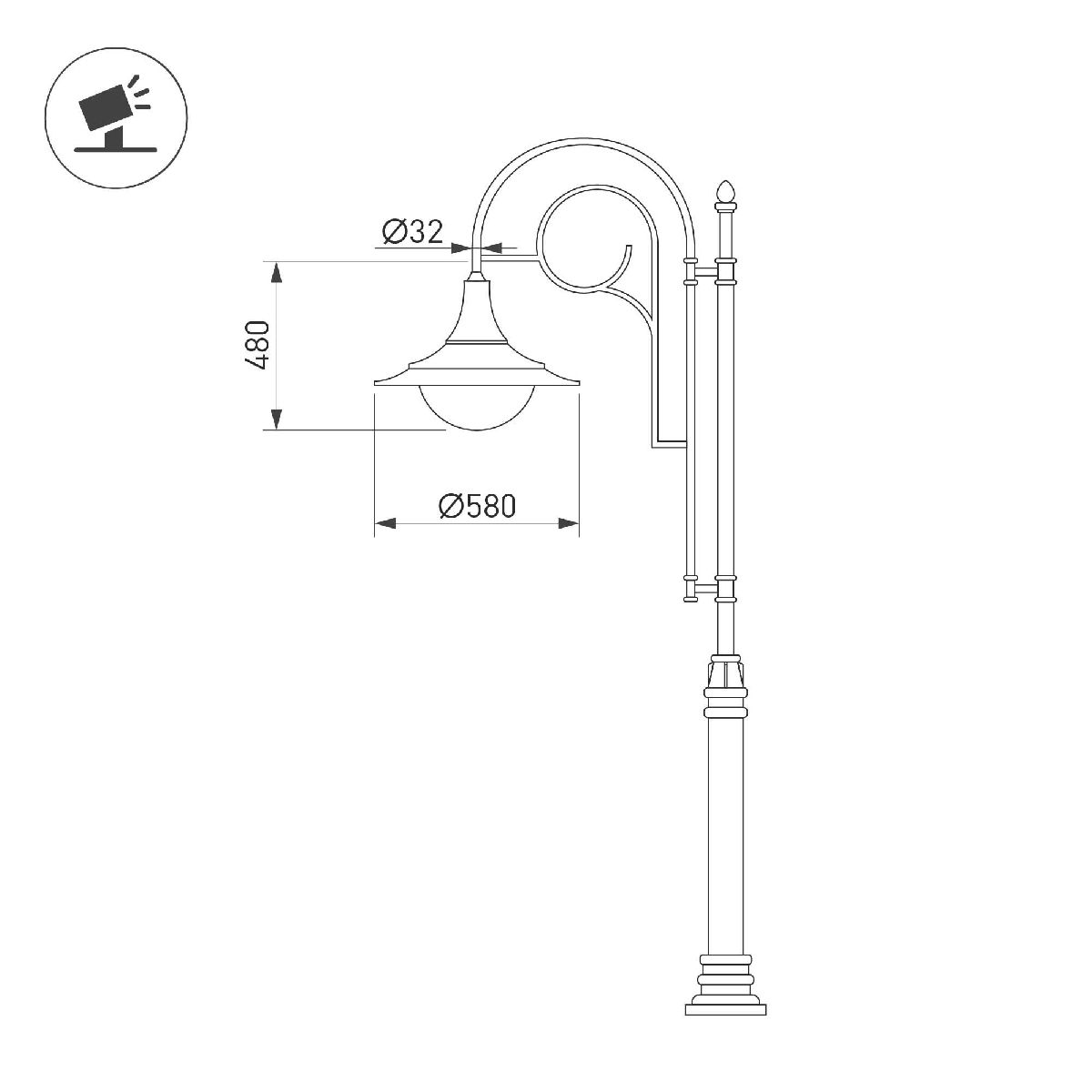 Уличный консольный светильник Arlight OXOR-AMPIL-LUZ-580х480-100W Day4000 (BK, 120 deg, 230V) 052450 в Санкт-Петербурге