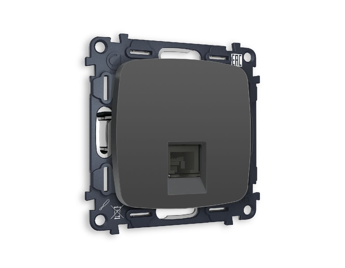 Комплект механизма телефонной розетки RJ-11(4P4C) со шторкой Ambrella Volt Omega MO912030 в Санкт-Петербурге
