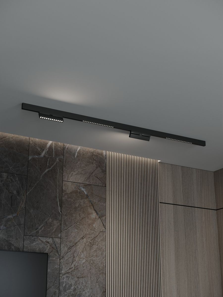 Трековая система со светильниками №7 трехфазная накладная Eldeko (48В, форма - прямая, 2м, 4000K) черная Hesby Lighting HSBL_kompl_E007_NI2B4K в #REGION_NAME_DECLINE_PP#