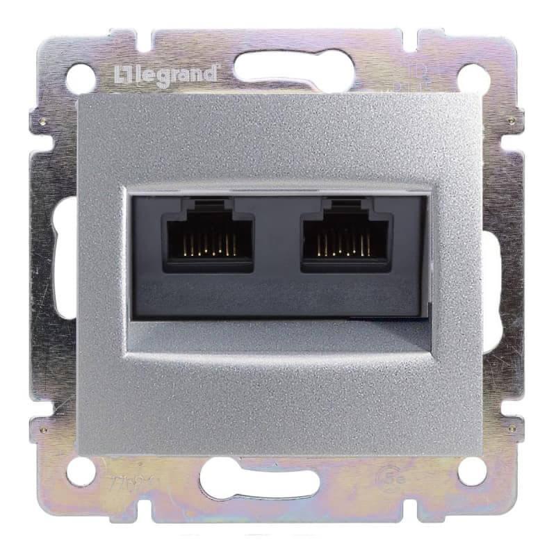 Розетка компьютерная 2хRJ45 Legrand Valena 6 кат FTP на винтах алюминий 770233 в Санкт-Петербурге