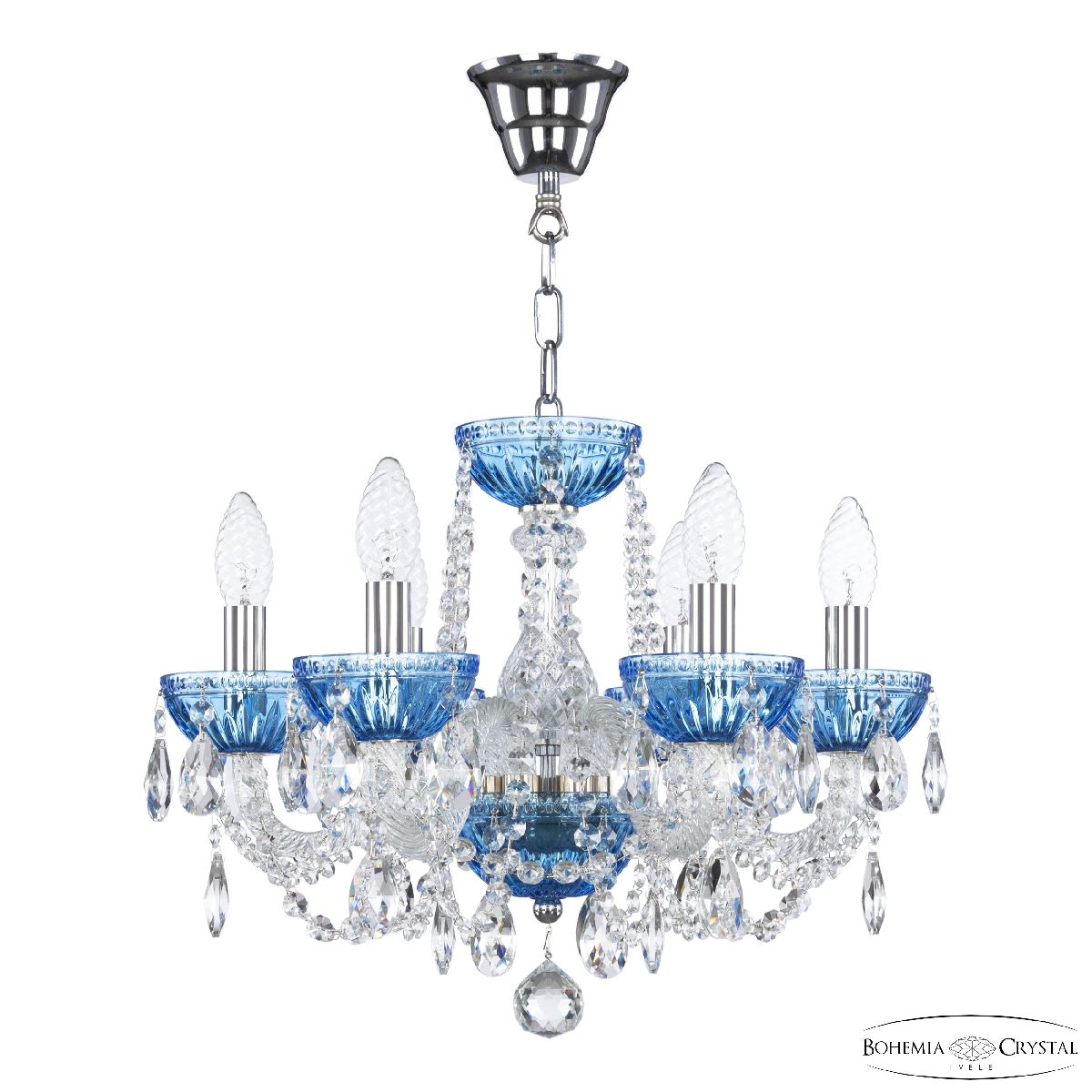 Подвесная люстра Bohemia Ivele Crystal 5402/6/141 Ni Aquamarine/M-1G в Санкт-Петербурге