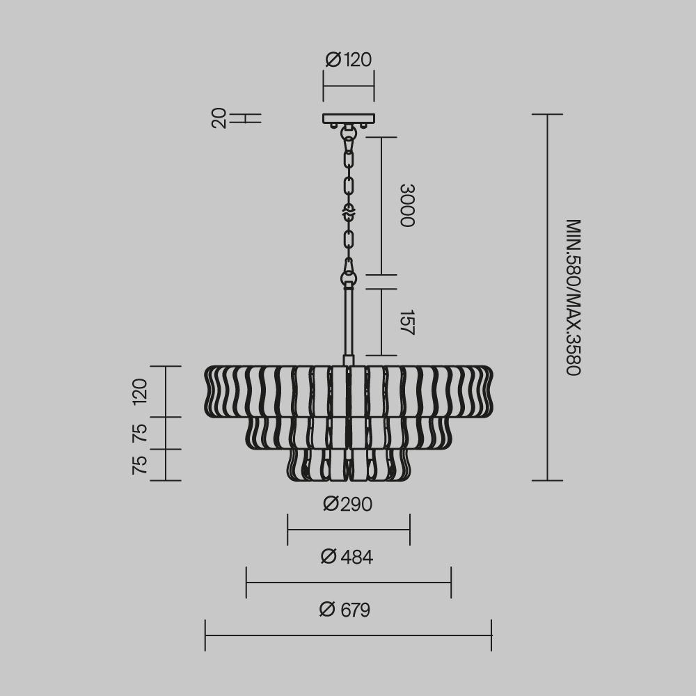 Подвесная люстра Maytoni Boulder MOD538PL-09MG в Санкт-Петербурге