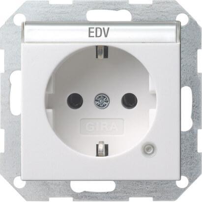 Розетка Gira System 55 Schuko с/з с подсветкой 16A 250V безвинтовой зажим чисто-белый глянцевый 045203 в Санкт-Петербурге