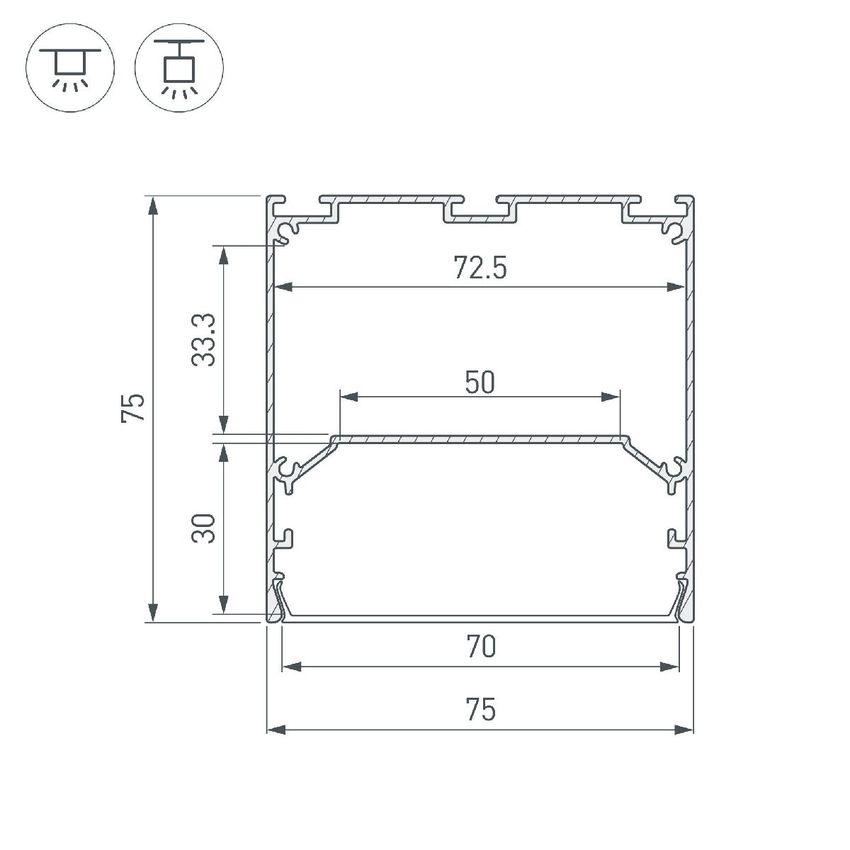 Алюминиевый профиль Arlight LINE-S-7575-2500 WHITE 041859 в Санкт-Петербурге