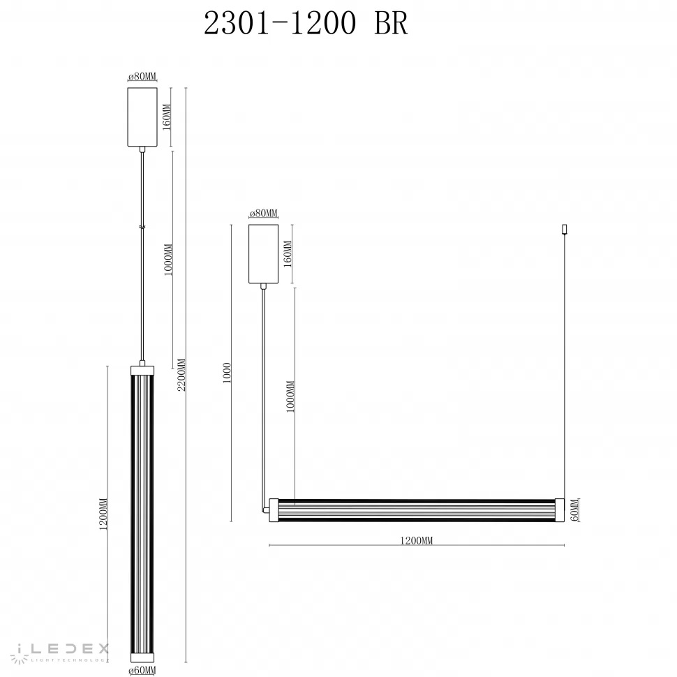 Подвесной светильник iLedex Rocks 2301-1200 BR в Санкт-Петербурге