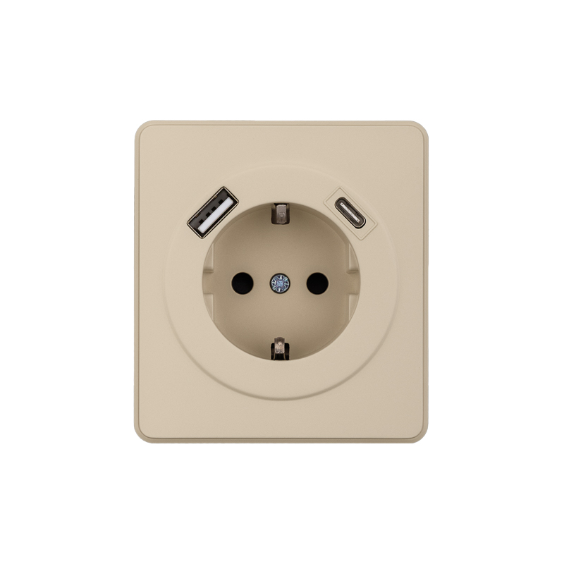 Розетка ROUND 1-ая с/з с/у з/ш 16А с USB A+C быстрой зарядки 5В/3А шелк KRANZ KR-78-0704-7 в #REGION_NAME_DECLINE_PP#