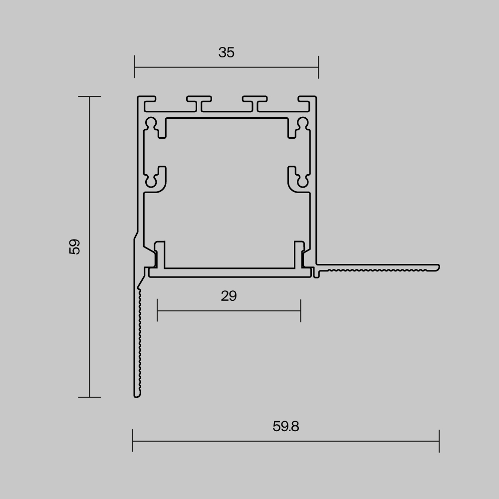 Алюминиевый профиль встраиваемый скрытого монтажа 59x59 Maytoni Led Strip ALM-5959-S-2M 636014 в Санкт-Петербурге