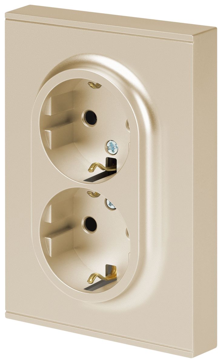 Розетка Эра Arktik 16-2105-04 двойная с заземлением 2X2P+E Schuko со шторками 16А-250В шампань Б0070457 в Санкт-Петербурге