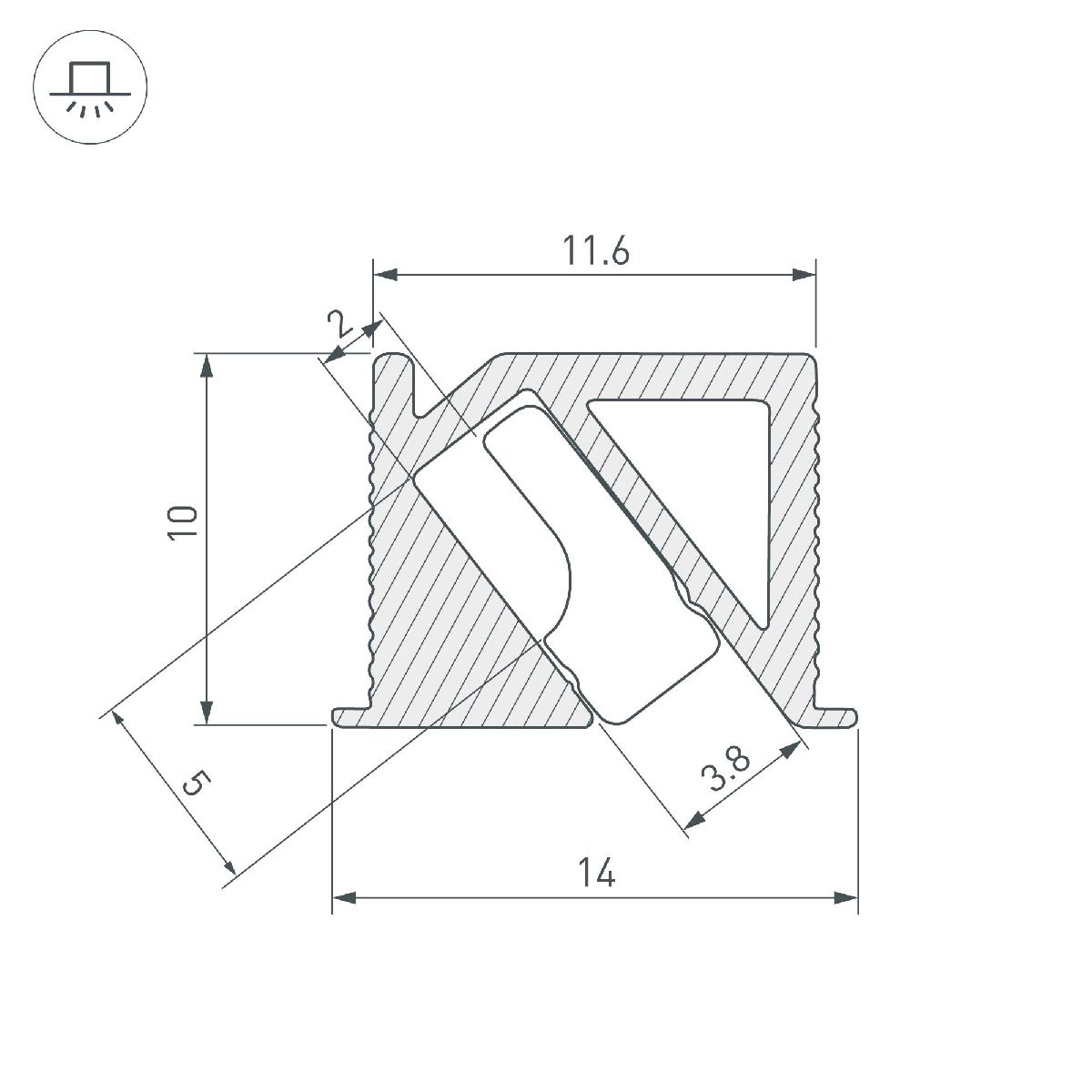 Алюминиевый профиль Arlight SL-BEVEL-H10-F14-2000 ANOD BLACK 044084 в Санкт-Петербурге