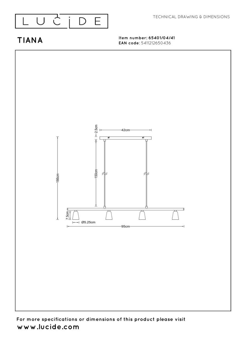Подвесной светильник Lucide Tiana 65401/04/41 в #REGION_NAME_DECLINE_PP#