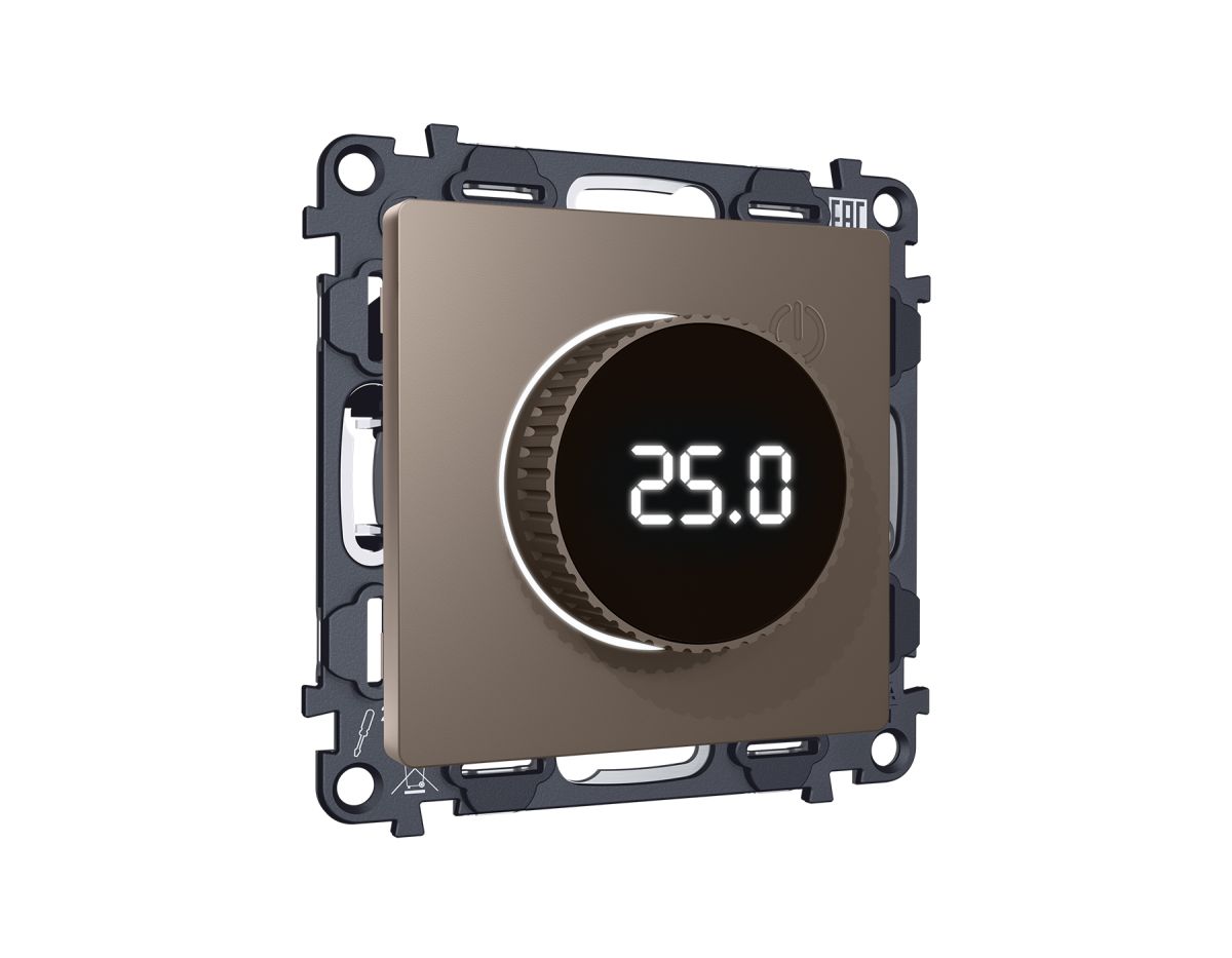 Комплект мех-ма термор-ра с цифровым дисплеем с подсветкой и датчиком для теплого пола Alfa Темная бронза матовый Quant Ambrella Volt MA635810 (AP6358, VM1385) в Санкт-Петербурге