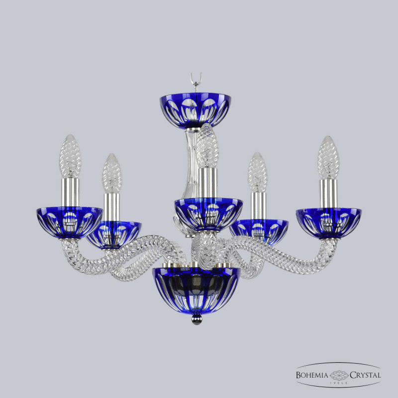 Подвесная люстра Bohemia Ivele Crystal 1309/5/165 Ni Cl/Clear-Blue/H-1H в Санкт-Петербурге