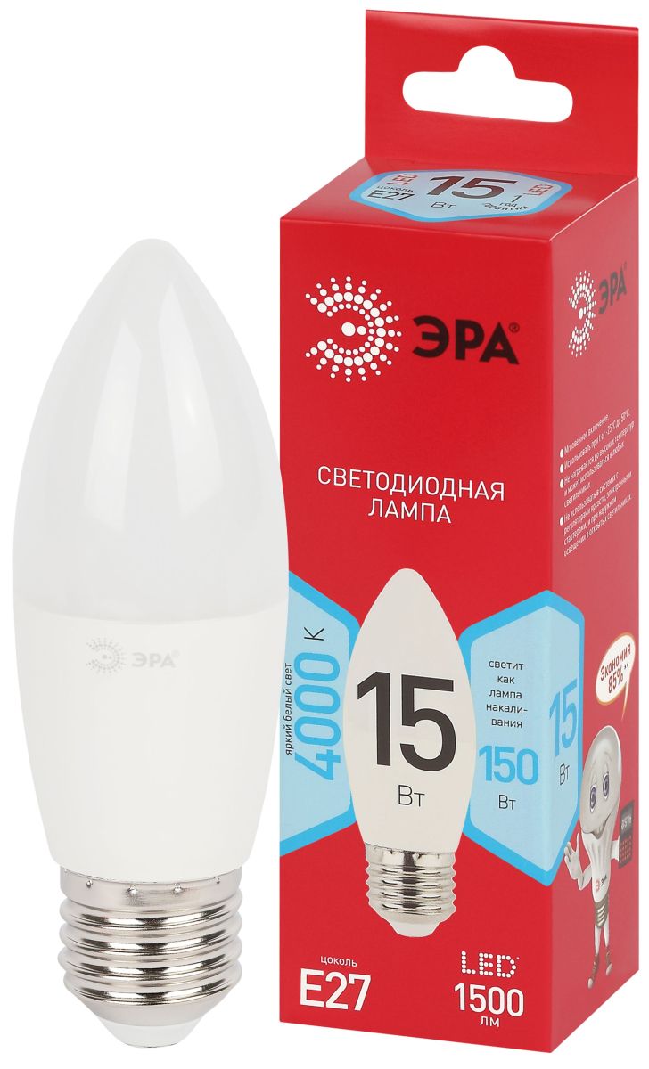 Лампа светодиодная Эра RED LINE LED B35-15W-840-E27 R 15Вт свеча Б0070090 в Санкт-Петербурге