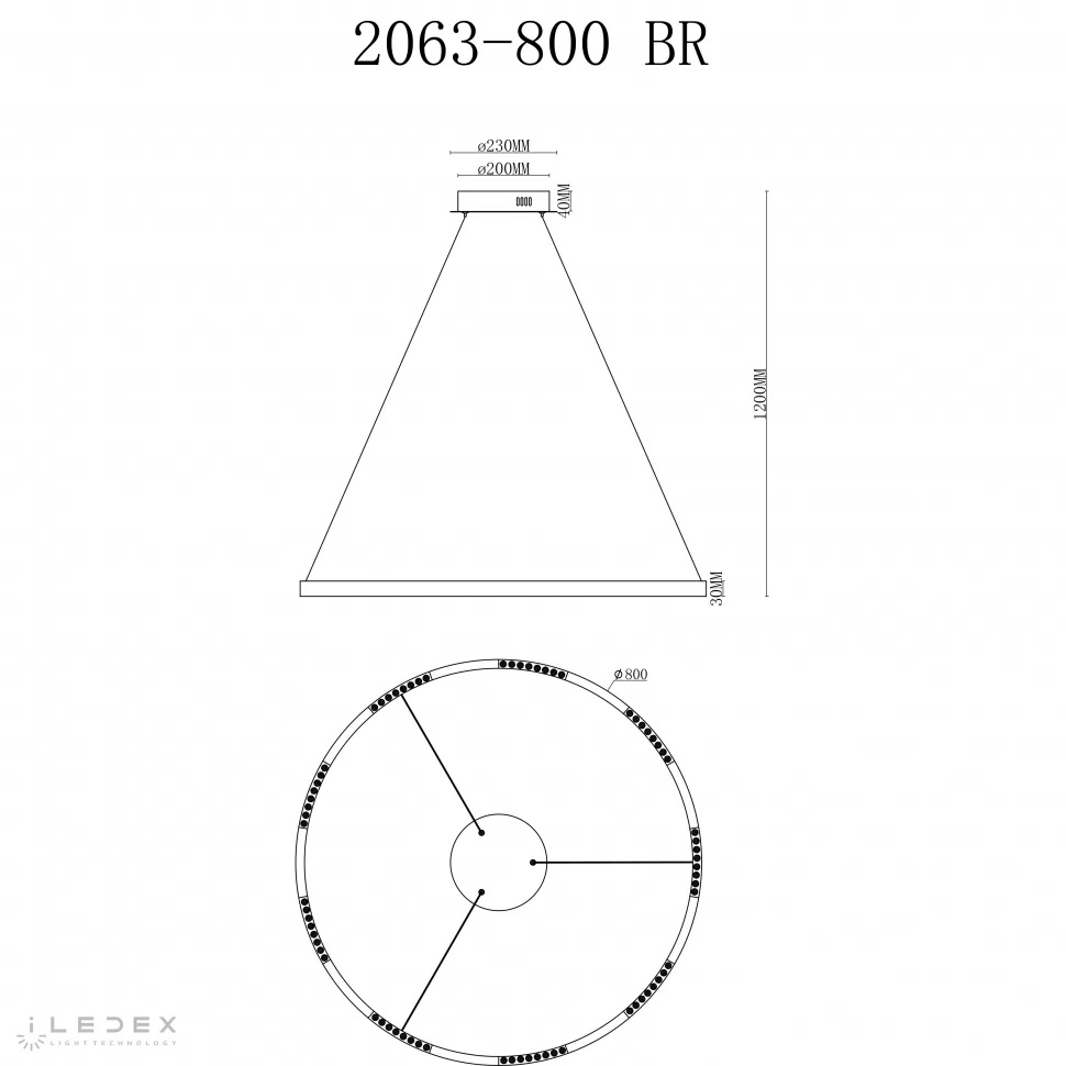 Подвесная люстра iLedex Vision 2063-D800 BR в #REGION_NAME_DECLINE_PP#