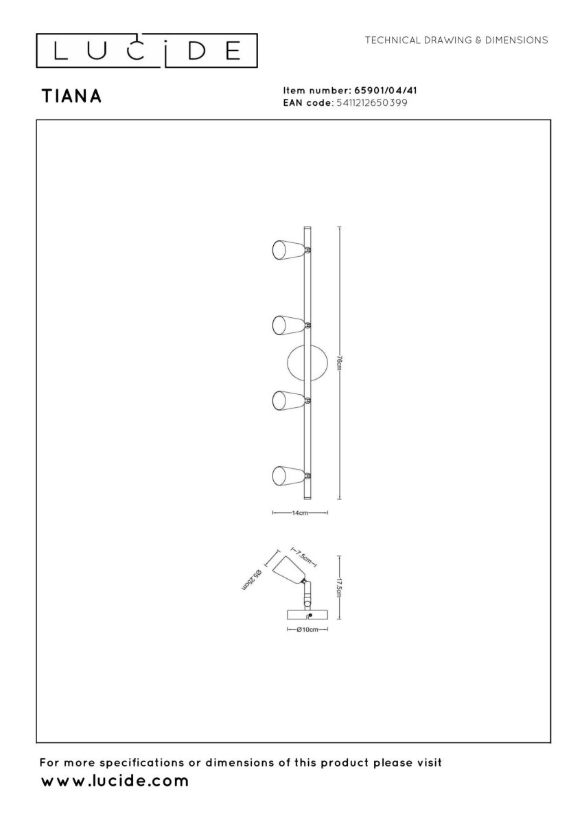 Потолочный светильник Lucide Tiana 65901/04/41 в #REGION_NAME_DECLINE_PP#