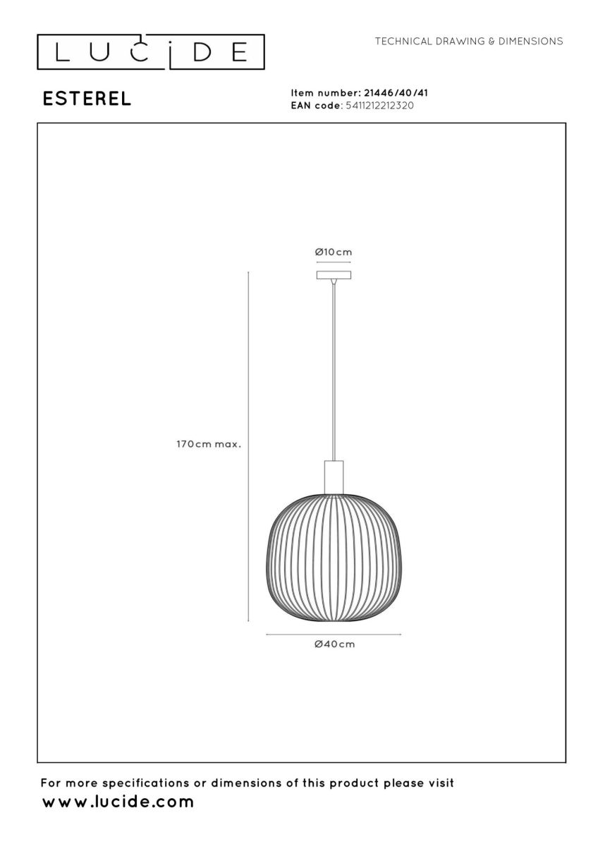Подвесной светильник Lucide Esterel 21446/40/41 в Санкт-Петербурге