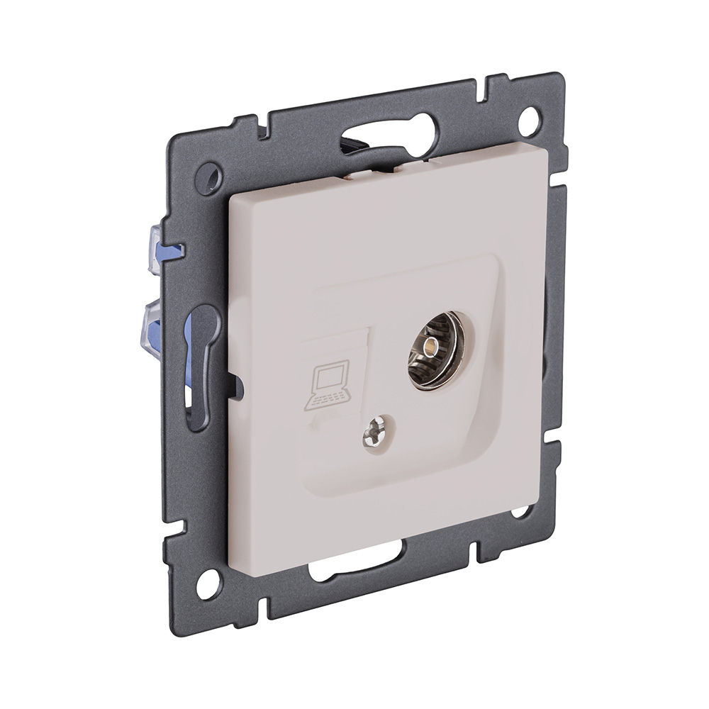 Розетка двойная TV (мама) + RJ45 Cat.6, кашемир матовый Kollinger REA-021CM для Aspekt, Eleganz, Reflex в Санкт-Петербурге