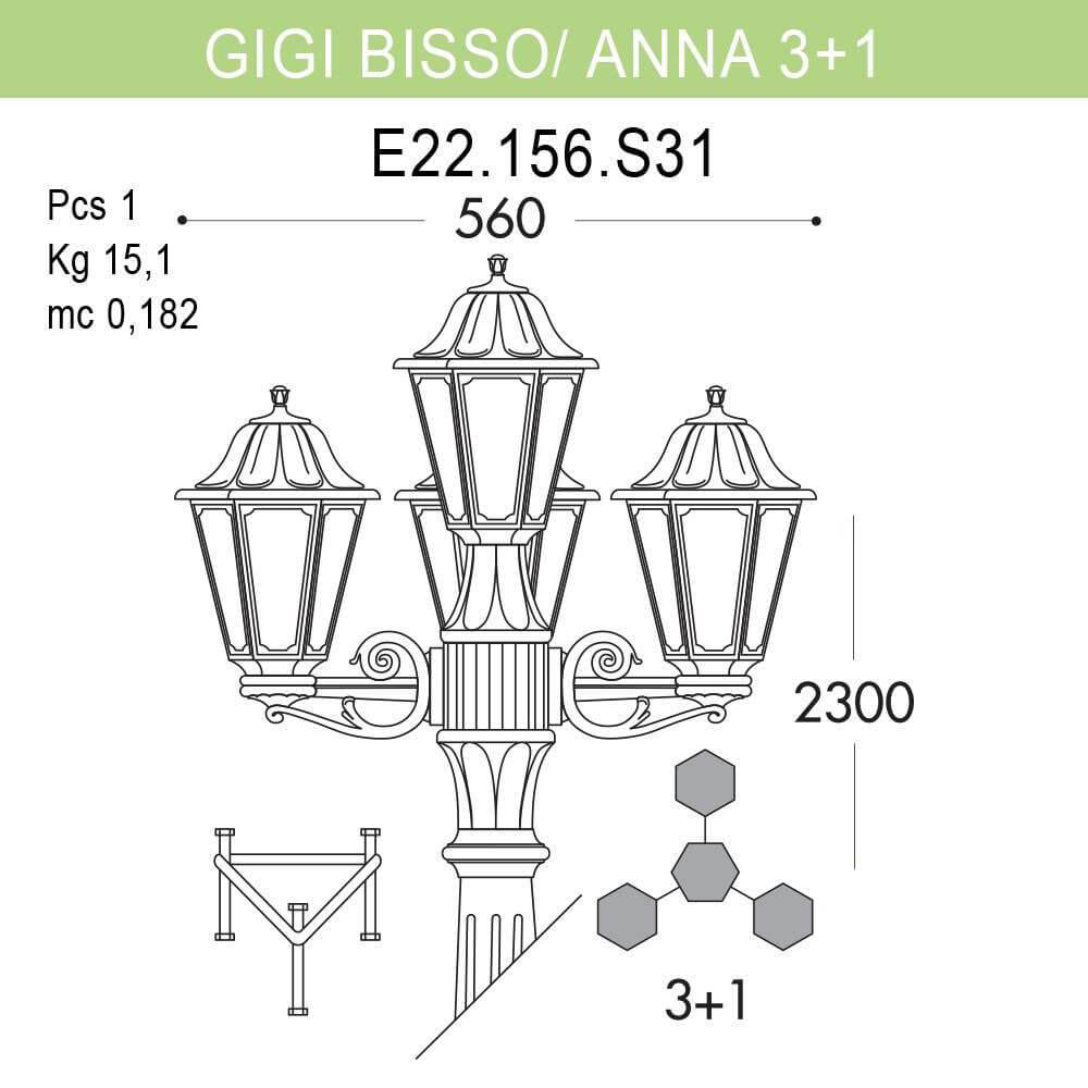 Уличный фонарь Fumagalli Gigi Bisso/Anna E22.156.S31.AXF1R в Санкт-Петербурге