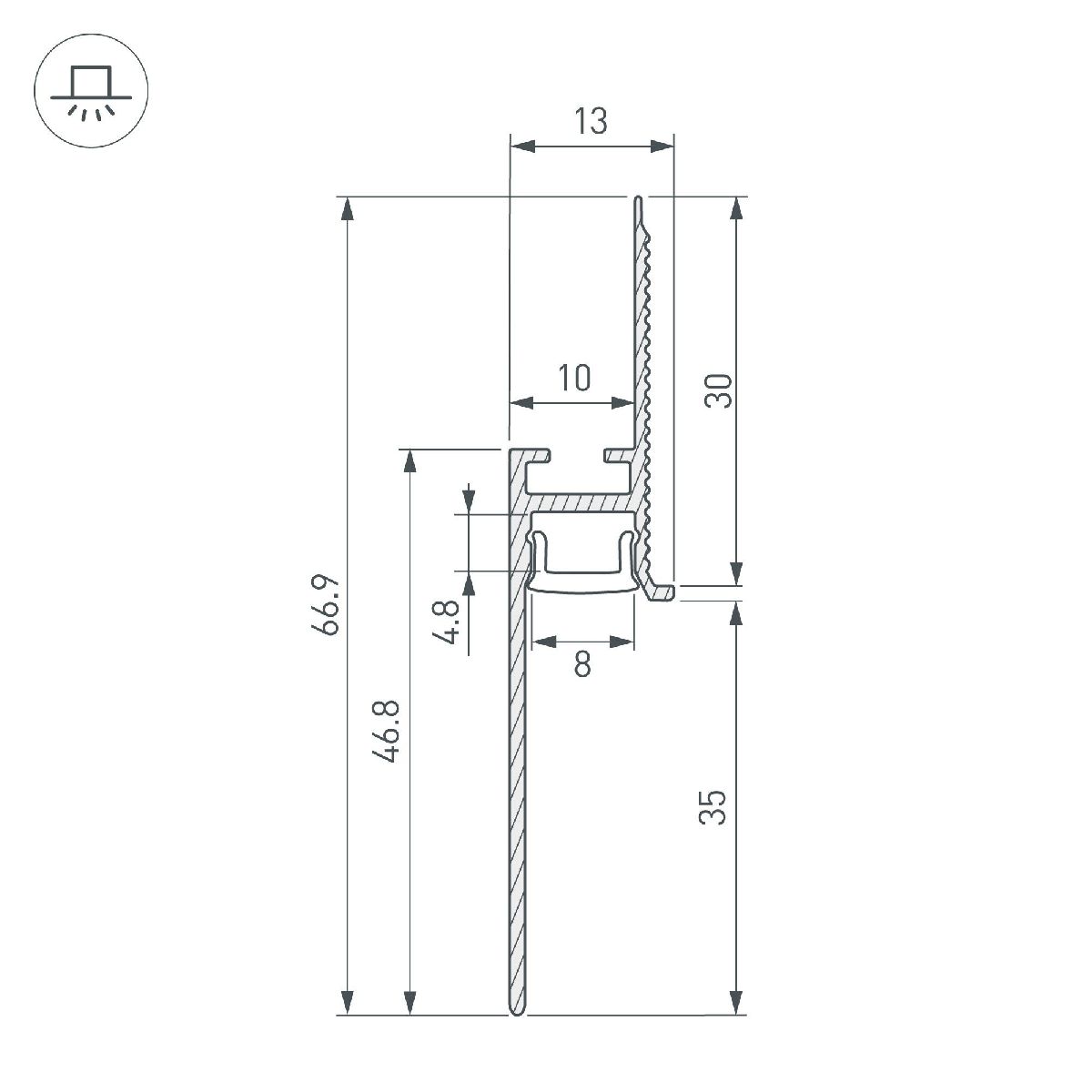 Алюминиевый профиль Arlight PLINTUS-FANTOM-BENT-H35-SIDE-2000 WHITE 043675(1) в Санкт-Петербурге