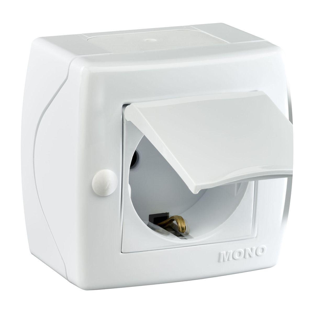 Розетка с заземлением и крышкой Mono Electric Octans IP20 16А 250В белый 104-010107-118 в Санкт-Петербурге