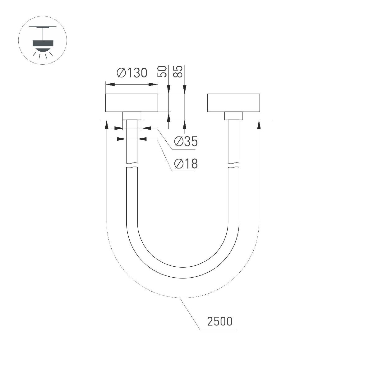 Подвесной светильник Arlight SP-TROPIC-SURFACE-R18-L2500-36W Warm3000 (GD, 360 deg, 230V) 043404 в Санкт-Петербурге