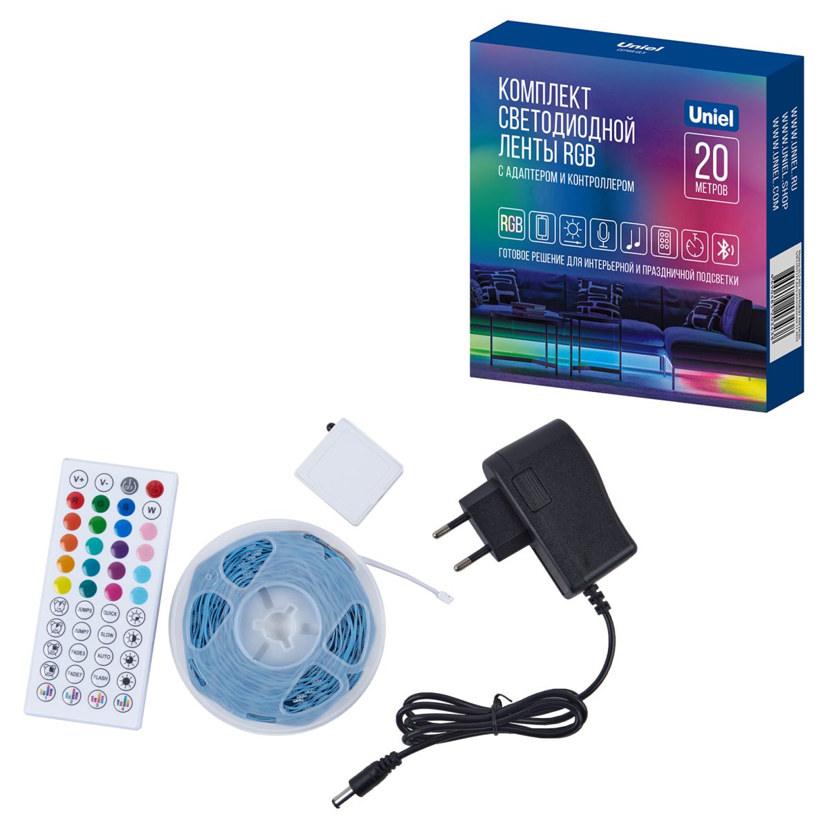 Светодиодная лента (комплект) Uniel ULS-A01 20M/RGB/BT RRP24C01 UL-00012816 в Санкт-Петербурге