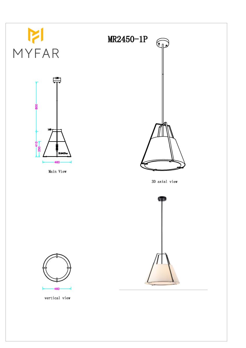Люстра на штанге Myfar Finn MR2450-1P в Санкт-Петербурге