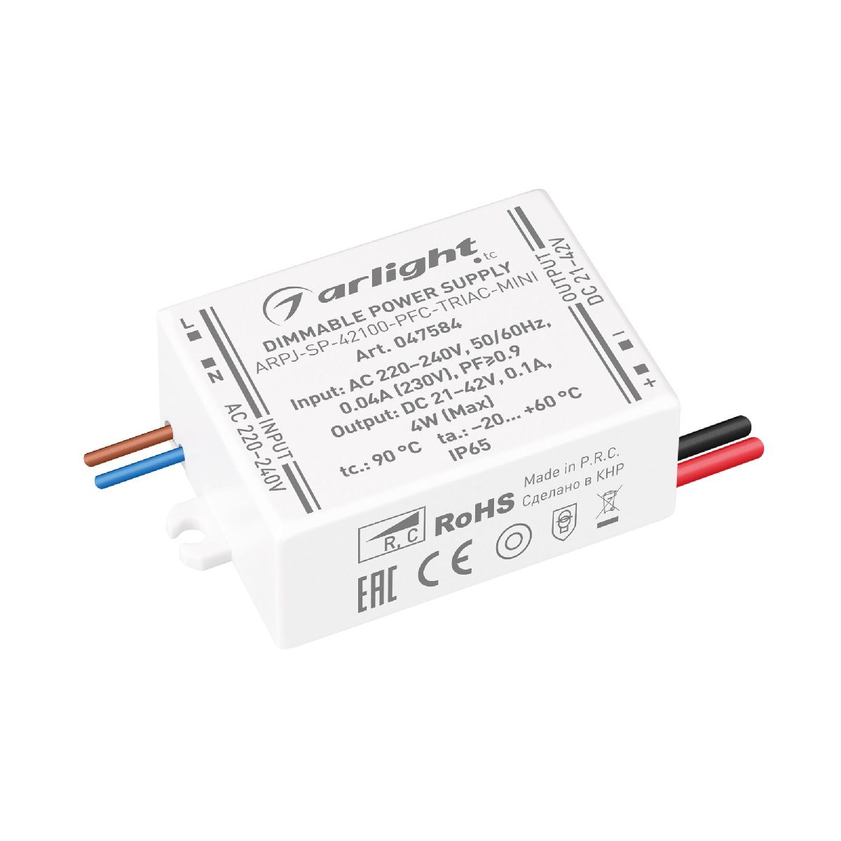 Блок питания Arlight ARPJ-SP-42100-PFC-TRIAC-MINI (4W, 21-42V, 100mA) 047584 в Санкт-Петербурге