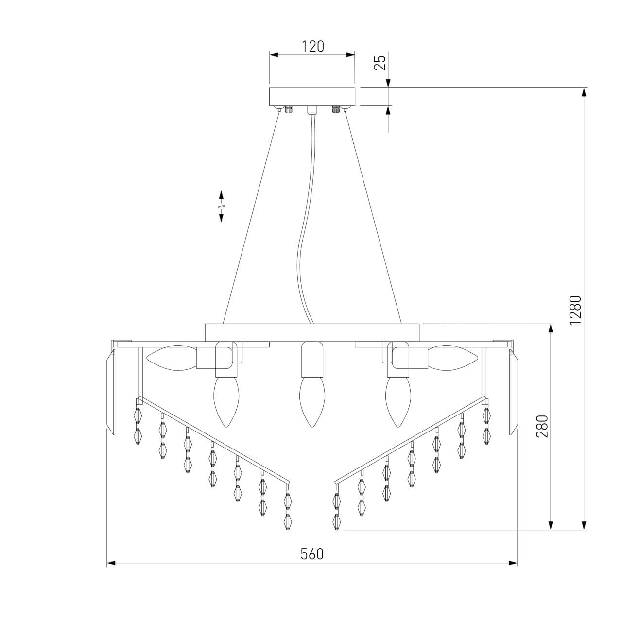 Подвесная люстра Eurosvet Torreta 10121/9 хром/прозрачный хрусталь Strotskis Smart (10105/9) в Санкт-Петербурге