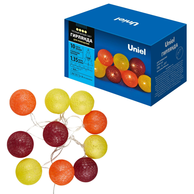 Гирлянда Uniel ULD-S0135-010/STB/2AA WARM WHITE IP20 TANGLES-3 в Санкт-Петербурге