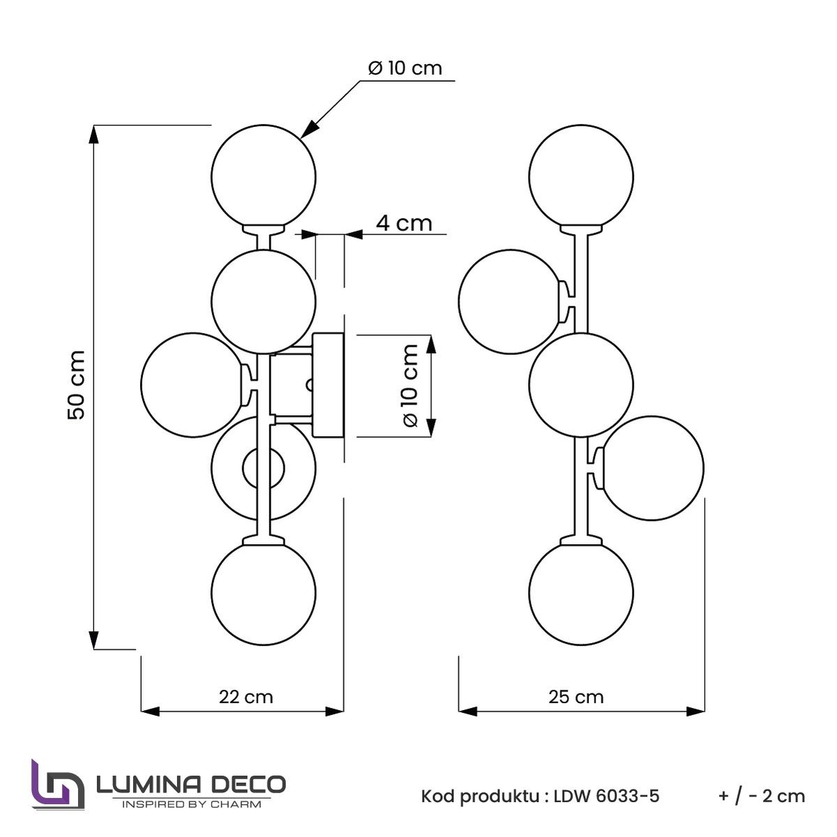 Настенный светильник Lumina Deco Marsiada LDW 6033-5 BK+F.GD в Санкт-Петербурге