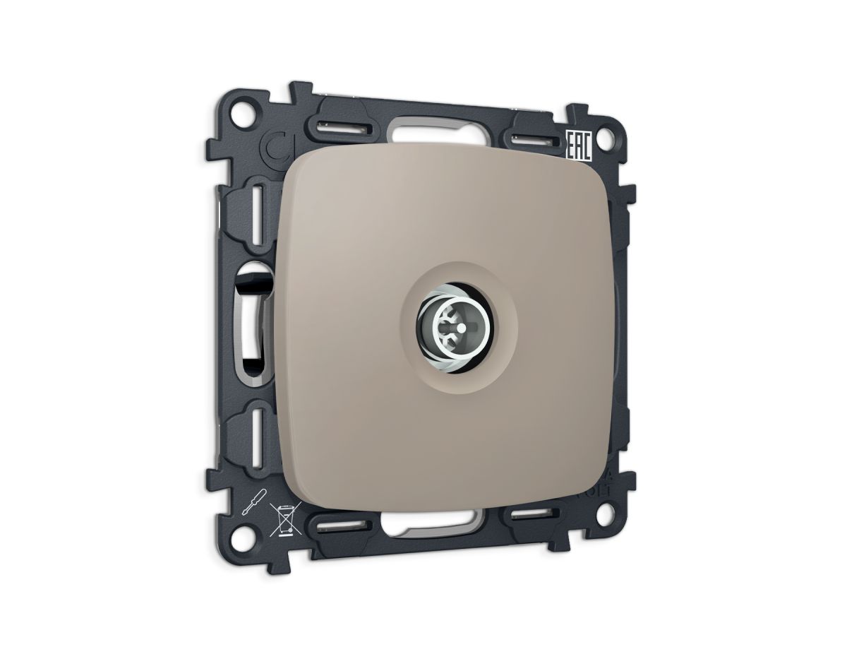 Комплект механизма TV розетки Ambrella Volt оконечной экранированной 5-1000MHz 3dB OMEGA MO373005 Серо-бежевый матовый QUANT (OP3730, VM199) в Санкт-Петербурге