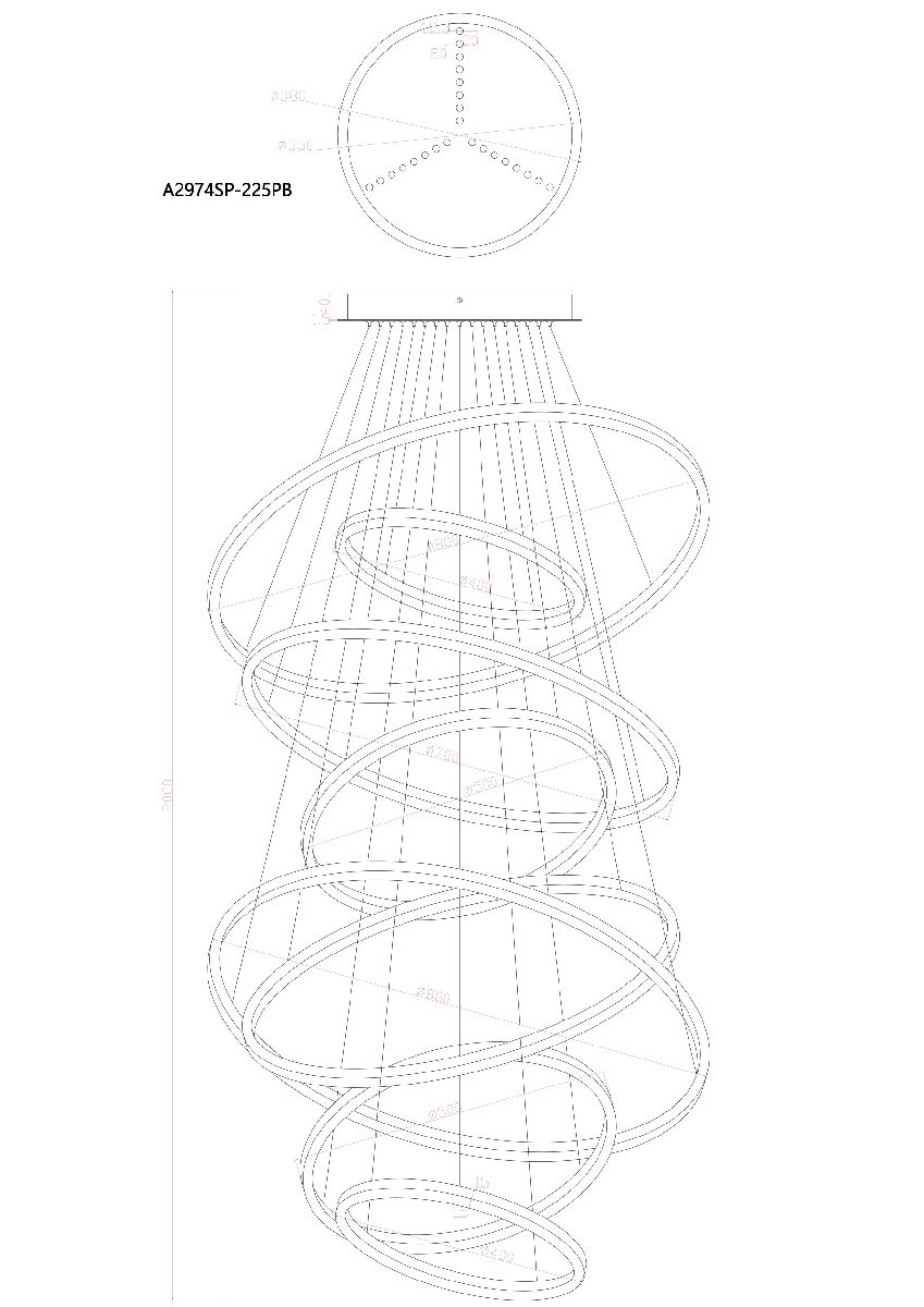 Подвесная люстра Arte Lamp Arcane A2974SP-225PB в Санкт-Петербурге