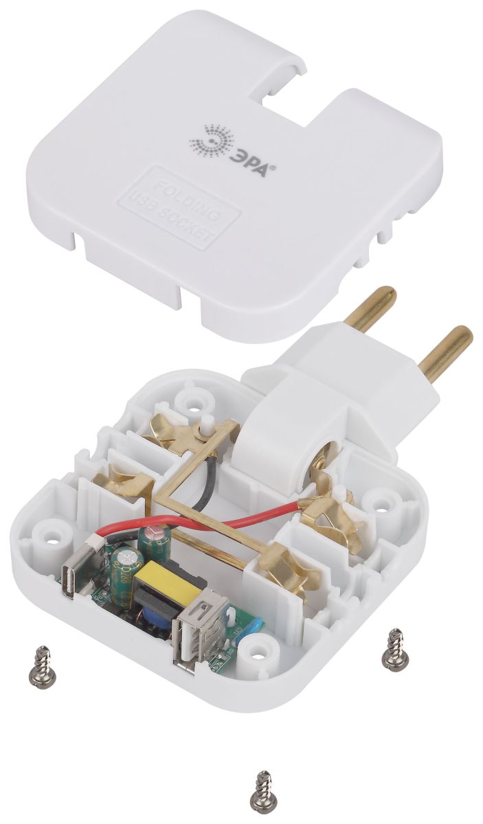 Разветвитель электрический Эра SPF-2-FL-USBC поворотный на 2 розетки + 2USB A+C 10А белый Б0069090 в Санкт-Петербурге