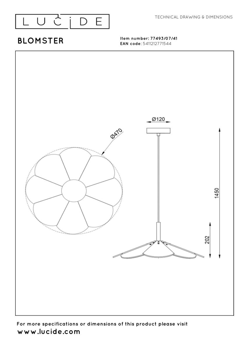 Подвесной светильник Lucide Blomster 77493/07/41 в Санкт-Петербурге
