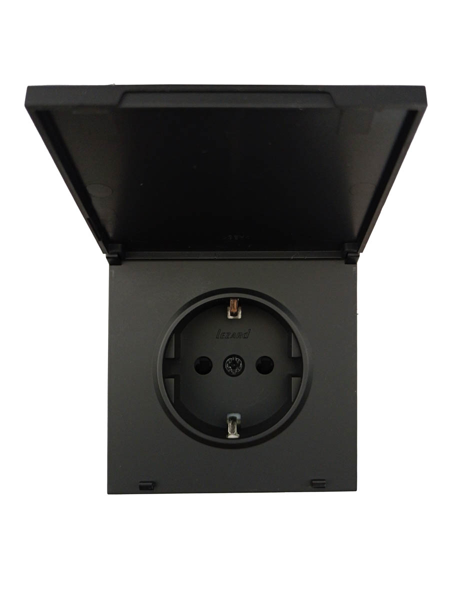 Розетка с/з с крышкой ПБТ, черный бархат, безвинтовой зажим/клемма IP-44 Lezard Zima 704-4288-123BIPCHQC в Санкт-Петербурге