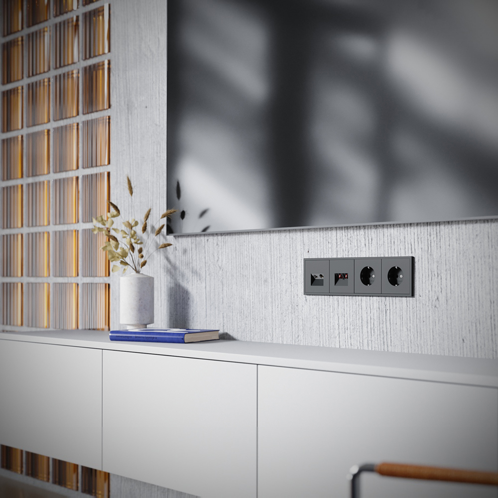 Розетка телевизионная встраиваемая Voltum S70 TV+RJ45 кат. 6, (черный матовый) VLS060708 в Санкт-Петербурге