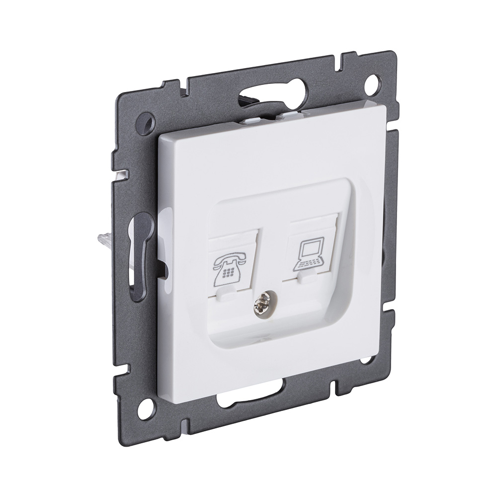 Розетка двойная RJ11 + RJ45 Cat.6, белый Kollinger REA-011WH для Aspekt, Eleganz, Reflex в #REGION_NAME_DECLINE_PP#