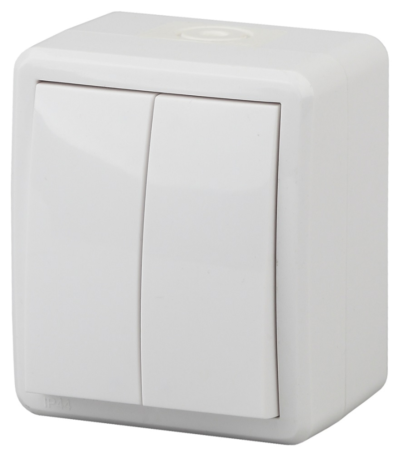 Выключатель двухклавишный ЭРА Эксперт 10AX 250V IP54 11-1404-01 Б0020675 в Санкт-Петербурге