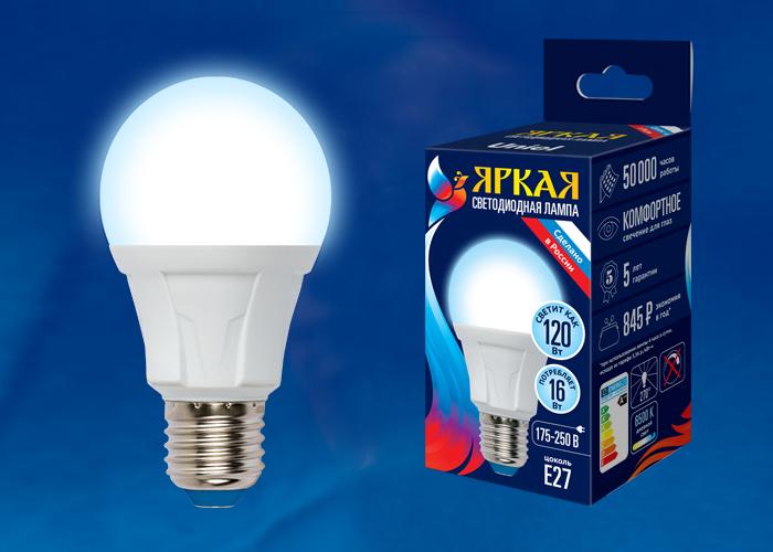 Лампа светодиодная (UL-00005034) Uniel E27 16W 4000K матовая LED-A60 16W/4000K/E27/FR PLP01WH в #REGION_NAME_DECLINE_PP#