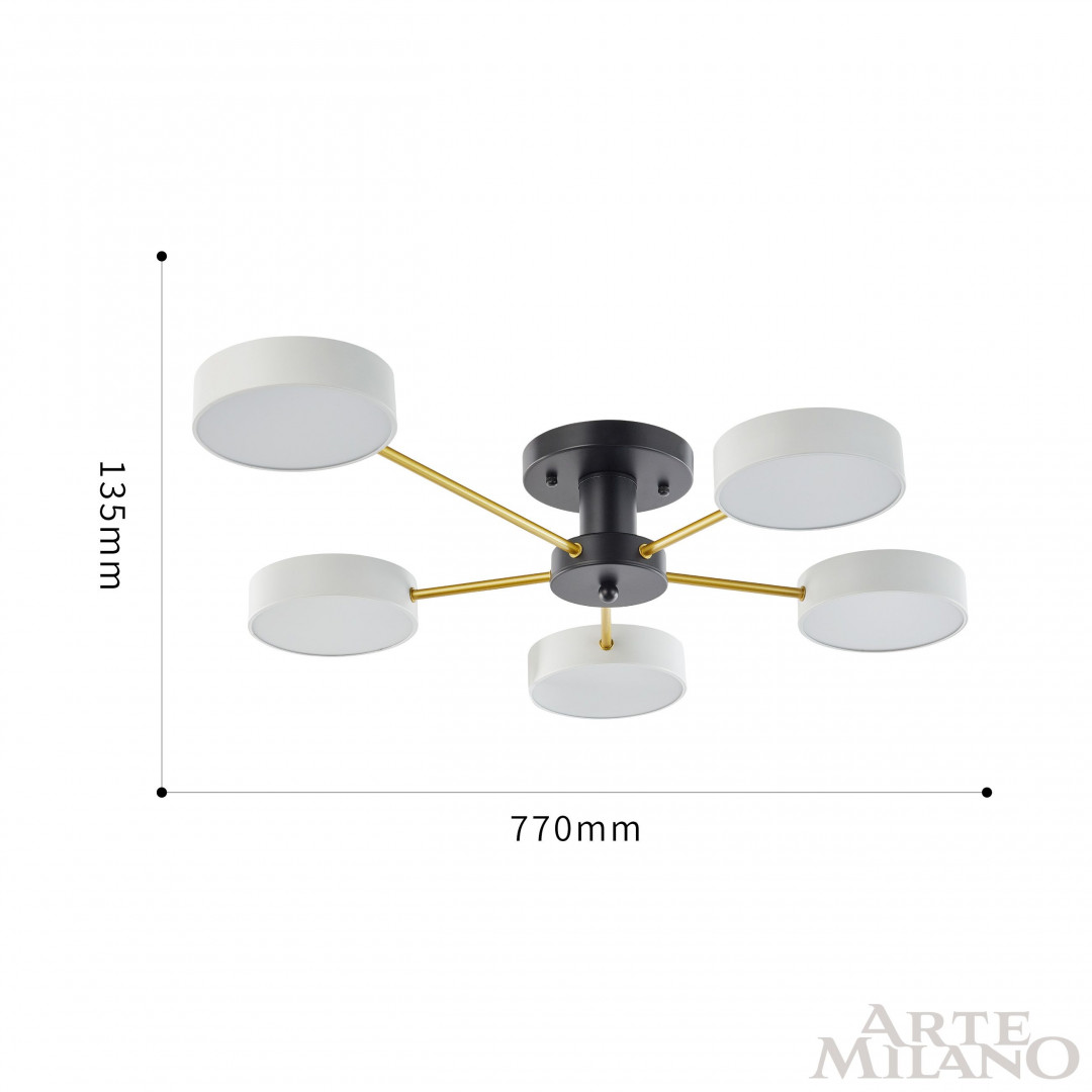 Потолочная люстра Arte Milano Ferrara 252006/5 Bk/Wh в #REGION_NAME_DECLINE_PP#