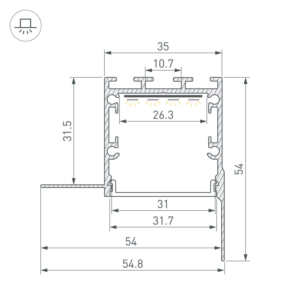 Профиль Arlight LINIA32-FANTOM-EDGE-2000 ANOD (Алюминий) 056263 в Санкт-Петербурге